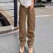 High Waist Baggy Cargo Pants | Teen Girls Women Fashion Lounge Trousers | Y2K E-Girl Streetwear Brown Medium - Buy Online on GoSupps.com