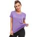 Abrooical Women's Short Sleeve Workout Shirt - Crewneck Sports Yoga Running Tee - Large Purple - Buy Online on GoSupps.com