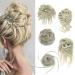 Fulang Hair 5/Pack hair part with rubber band large bun hair part wavy of course artificial hair hair tie women with hair updos hair extension messy bun hair parts (18t/613#)
