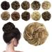 Sofeiyan hair part hair tie updos Unordered ponytail chignon wavy untidy chignon hairstyles hair extensions for women lightest ash brown & blonde blonde 40g brightest ash brown & bleaching blonde