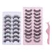 False Eyelashes Faux Mink Fluffy Lashes 6 Styles Mixed Colored Cat Eye Lashes Natural Russian Volume Strip Lashes 3D Curly Dramatic Wispy Thick Soft Fake Lashes Pack Look Like Extension 17 Pairs