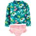 Simple Joys by Carter's 2-Piece Rashguard Set for Toddlers and Baby Girls, Green Floral/Pink Stripes, 3-6 Months - Buy Online on GoSupps.com
