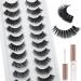 BEEOS Faux Mink Russian Strip Lashes 10 Pairs  Lash Glue Include  19mm Long D Curl Cat Eye False Eyelashes with Fluffy 3D Layered Natural Look  Medium Volume Reusable Fake eyeLashes with Flexible Cotton Band K24-19mm