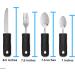 Adaptive Utensils 4-Piece Kitchen Set for Hand Tremors, Arthritis, Parkinson's and Elderly | Non-Weighted, Non-Slip Handles | Stainless Steel Knife, Fork, Spoons (Black) - Buy Online on GoSupps.com
