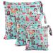 Ceekii wet and dry wrap pockets made of fabric-Ceekii 3-pack washable travel bags waterproof naspocket reusable baby beach/pool sports bag with zip pocket and push knob light green