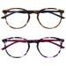 Opulize Met 2 Pack Reading glasses Big round brown purple men women ladies spring hinges RR60-25 +0.00 brown dark blue / purple cherry red +0.00 diopters