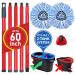 Twinko Max Spin Mop Kit (No Bucket) Compatible with 2-Tank System Triangle Spin Mop 60" Multi-Size Combination Handle 2 Pack Microfiber Head Refills 1 Pack Replacement Base Part 2-tank System Spin Mop With 2 Head Refills