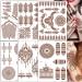 Brown Henna Temporary Tattoo Stickers  80+ Patterns Exquisite Lace Flower Mandala Flower Elephant Waterproof Fake Tattoo Wedding Party Festive Temporary Tattoos Decorations for Women Girls 6Pcs (Brown)