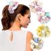 BETITETO Flower Chiffon Jumbo Scrunchies for Curly Hair Bobbles Elastic Ties Large Ponytail Holder for Women Girls Pack of 4 (Abstract Pattern)