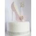 18th Pink and White Birthday Cake Decoration Shoe with Feathers and Crystal Flower Embellishments and Diamante Number Non- Edible (pink white feather 18)