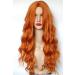 wigbuy Long Ginger Red Curly Costume Wigs Synthetic Wavy Wig 28inces For women Halloween Costume (Ginger)
