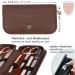 Buy Three Swords 8-Piece 'Roma' Manicure Set | High-Quality Nail Care in Brown Synthetic Leather Case | Nail Scissors Clippers Tweezers & Glass Files | International Shipping Available - Buy Online on GoSupps.com