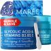 MAREE Bundle - Glycolic Acid Peel Pads Sheet Moisturizing Masks & Face Moisturizer Cream - Salicylic Acid Marine Collagen & Hyaluronic Acid Retinol - Cleaning Effect Hydrating & Anti Aging Cream