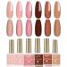 LanFo 6 Gel Nail Polish Set Pink Brown Glitter Gel Nude Gel Polish UV LED Soak Off DIY Nail Art Manicure at Home Pink Series