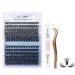 Cluster Eyelash Extensions Kit 240Pcs D Crul 8-16mm Individual Lashes with Lash Bond and Seal and Applicator DIY Individual Eyelash Kit Wide Stem Soft for Personal Use DIY GEMERRY Lashes(30+40D-Kit) KIT 30D+40D-0.07D