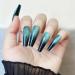 Shop Long Coffin Green Gradient Press On Nails | Cat Eye Acrylic False Nails for Women - Stylish & Easy to Apply - Buy Online on GoSupps.com