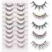 Losha Manga Lashes Fluffy Faux Mink Lashes Natural Look 5 Styles Mixed Fake Eyelashes 10 Pairs Anime Lashes Pack Look Like Individual Clusters| Mix Manga Lashes-Mix