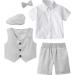 Mint Green 4pcs Baby Boy Gentleman Suit Set | Shirt, Bowtie, Waistcoat, Trousers, Hat | Size 3-4 Years Grey - Buy Online on GoSupps.com