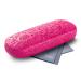 FEFI - Children's glasses case (hardcase) in embossed design - including glasses cleaning cloth/microfiber cloth pink