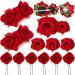 12 Pieces Rose Flower Hair Clip Rose Bridal Hair Pins Rose Brooch Wedding Hair Accessories for Women Girl Party Flamenco Dancer (Red)