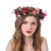 June Bloomy Women Floral Crown Wreath Headband Bridal BOHO Hair Garland (Berry 1) - Buy Online on GoSupps.com