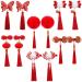 6 Pairs Baby Girls Chinese Style Hair Clips New Year Hairy Furry Balls Barrettes Tassels Qipao Hair Pins with Bows Lantern Butterfly Decor for Christmas Spring Festival  Red