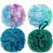 DadyMart Bath Shower Loofah Sponge 75g Bath Mesh Pouf Shower Ball Body Scrubber Exfoliating Bath Sponge for Women and Men, Set of 4, Flower Flower L Loofah
