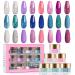 Lavender Violets Fast Drying 12 Colors Dip Powder Nail Kit Glitter Silver Blue Purple and Red 0.5 oz/bot. Large Capacity Dipping Powder Colors Refill Set Acrylic Dip Powder Starter Set J74C