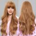 EMMOR Blonde Wigs for Women Long Curly Wigs with Bangs Heat Resistant Fiber Synthetic Wigs Daily Natural looking