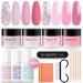 Aokitec 15 pieces dipping powder nails set pink colors dipping powder with dip liquid base active gel dip acrylic nail set for beginners French nails nails make gifts for women 03-rosa colors