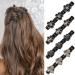4 Pcs Hair Clips for Women Girls Sparkling Crystal Stone Braided Hair Clips Stain Fabric Hair Bands Shiny Rhinestone Small Hair Clips Rhinestones Flower Butterfly Duckbill Hairpin for Styling (Cute) Black