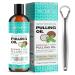 Pulling Oil with Coconut & Peppermint Oil-Mouthwash for Oral Care-Teeth Whitening and Fresh Breath Organic Essential Oils Mouthwash With Tongue Scraper Alcohol-Free Treatment for Gums-8 Fl.Oz 2 Piece Set