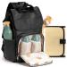Baby Uma diaper bag with diaper pad - diaper backpack with isolated bottle holders diaper bag with large capacity for on the go synthetic leather diaper bag stroller backpack with laptop compartment black