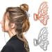 WLLHYF 2 Pcs Butterfly Hair Clips for Women Metal Claw Clip Non-Slip Silver Rose Gold Hair Clamps Cute Fashion Hair Shark Accessories Hair Styling Tools for Women Girls