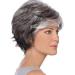 RENERSHOW Short Grey Pixie Cut Wig for Women | Layered Synthetic Hair Mixed Gray with White Bangs | Natural Wavy Old Lady Wig - Buy Online on GoSupps.com