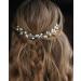 Chargances Boho Pearl Headband for Women and Girls Vintage Wedding Bridal Hair Piece Jewelry for Brides Hair Accessories (Rose Gold)