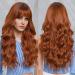EMMOR Ombre Reddish Brown Wigs for Women Long Curly Wigs with Bangs Heat Resistant Fiber Synthetic Wigs Daily Natural looking