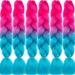 LDMY Ombre Pink Blue Braiding Hair-6pcs/pack Braids Extensions Synthetic Braids kunsthaar 100g/pc Colored Braids Hair Extensions 27