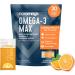 Coromega MAX High Concentrate Omega 3 Fish Oil, 2400mg Omega-3s with 3X Better Absorption Than Softgels, 30 Single Serve Packets, Citrus Burst Flavor; Anti Inflammatory Supplement with Vitamin D Citrus Burst 30 Count (Pa