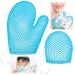 Honeycomb Exfoliating Scrubber Set  Honeycomb Face and Body Scrubber Include Spa Bath Mitt Honeycomb Exfoliating Glove for Body Shower  Honeycomb Face Exfoliator Scrubber Sponge  Quick Drying (Blue)