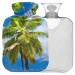 Naanle hot water bottle with cover sea beach palm Palm transparent hot water bottle 2l large hot hot water bottle for menstrual cramps pain relief handfoots heat and cold therapy 2 l