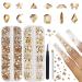 Canvalite 1820Pcs Champagne Rhinestones Nail Gems for Nail Art 12 Styles 3D Glass Crystals Nail Rhinestones Shiny Multi Shape Flatback Face Gems with Rhinestones Picker and Tweezers Nail Art Tools