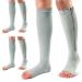 Ailaka 3 pairs of compression socks with zipper 15-20 mmHg Medical knee socks for men and women open toe socks for varicose veins edema recovery pregnant nurse large/X-large (3 couples) gray