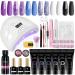 Poly Nail Gel Kit, Phoenixy 6 Colors Poly Extension Gel Nail Kit with 48W LED U V Nail Lamp Manicure Tools Poly Nail Gel Starter Kit Gift for Women Retro Purple