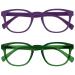 Opulize pop reading glasses 2 Pack Keck around matt frame spring hinges scratch festival purple green men women rr2-56 +2.50 purple green +2.50 dioptria
