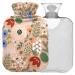 NAANLE hot hot water bottle with cover spring flower poppy flower Transparent hot water bottle heat bottle for back pain relief handfoot warmer neck warmth and cold therapy 2l