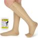 Ailaka Zipper Compression Socks Medical 15-20 mmHg Knee High Compression Socks for Men Women Close Toe Support Socks for Varicose Veins Edema Recovery Pregnant Nurse Large (1 Pair) Beige