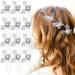 24 Pieces Butterfly Crystal Pearl Hair Pin Butterfly Hair Pins Silver Bridal Butterfly Hair Clips Butterfly Hair Accessories Bride Headwear for Women Girl Bride Wedding Valentine's Day