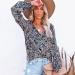 Bohemian Lantern Sleeve Oversized T-Shirt for Women - Black Drawstring V-Neck Blouse | Medium - Buy Online on GoSupps.com
