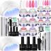 Morovan Builder Gel Nail Kit - 6 Colors Hard Gel 15g Nail Gel Builder with 48w UV Lamp and Base Top Coat Nail Tools for Beginners DIY at Home